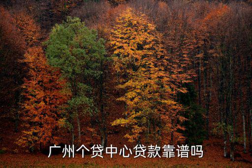 廣州個貸中心貸款靠譜嗎