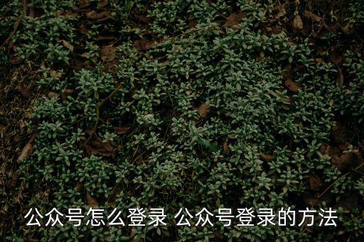 公眾號怎么登錄 公眾號登錄的方法