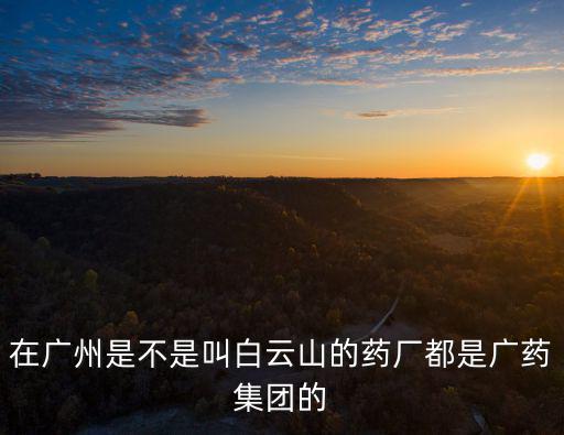 在廣州是不是叫白云山的藥廠都是廣藥集團(tuán)的