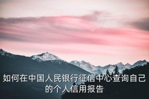 人行征信中心個人查詢，如何在中國人民銀行征信中心查詢自己的個人信用報告