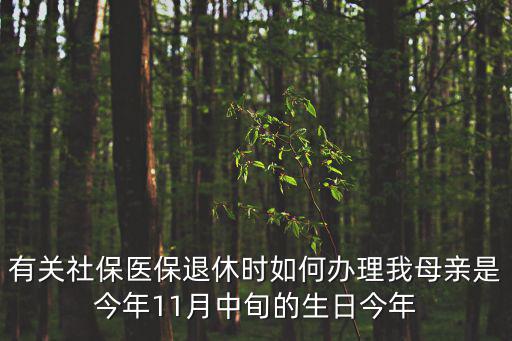 有關社保醫保退休時如何辦理我母親是今年11月中旬的生日今年