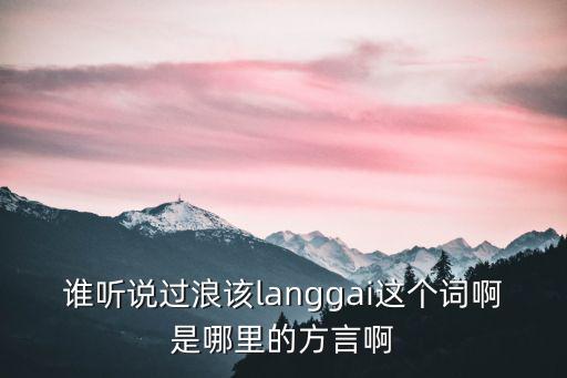 誰聽說過浪該langgai這個詞啊是哪里的方言啊