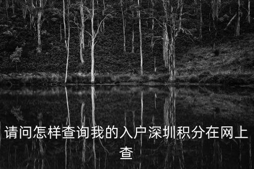 請(qǐng)問(wèn)怎樣查詢我的入戶深圳積分在網(wǎng)上查