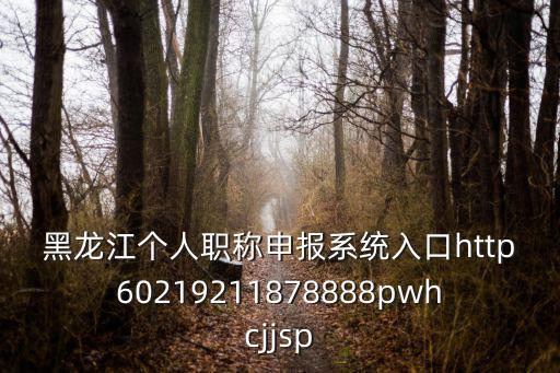 黑龍江個人職稱申報系統(tǒng)入口http60219211878888pwhcjjsp