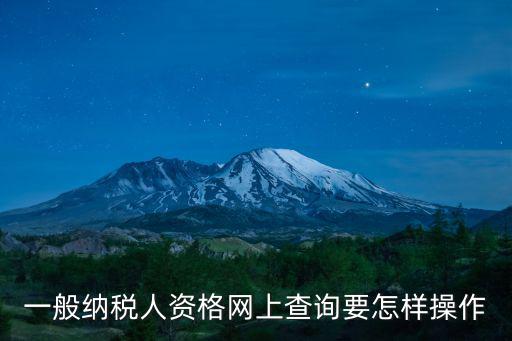 一般納稅人資格網上查詢要怎樣操作