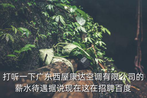 打聽一下廣東西屋康達空調有限公司的薪水待遇據說現在這在招聘百度