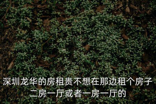 深圳龍華的房租貴不想在那邊租個房子二房一廳或者一房一廳的