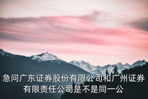 急問廣東證券股份有限公司和廣州證券有限責(zé)任公司是不是同一公
