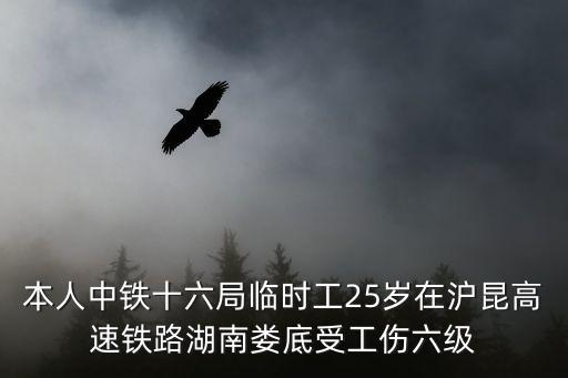 本人中鐵十六局臨時工25歲在滬昆高速鐵路湖南婁底受工傷六級