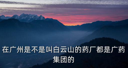 在廣州是不是叫白云山的藥廠都是廣藥集團的