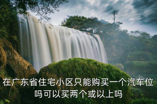 在廣東省住宅小區只能購買一個汽車位嗎可以買兩個或以上嗎
