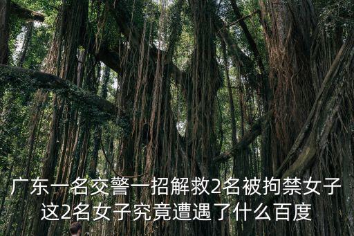 廣東一名交警一招解救2名被拘禁女子這2名女子究竟遭遇了什么百度