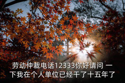 勞動仲裁電話12333你好請問 一下我在個人單位已經干了十五年了