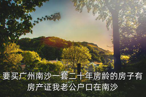 要買廣州南沙一套二十年房齡的房子有房產證我老公戶口在南沙