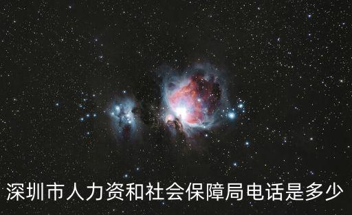 深圳市人力資和社會保障局電話是多少