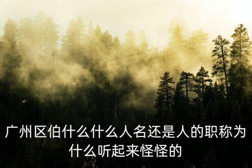 廣州區伯，廣州區伯什么什么人名還是人的職稱為什么聽起來怪怪的