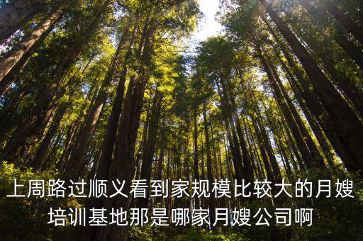 上周路過順義看到家規模比較大的月嫂培訓基地那是哪家月嫂公司啊