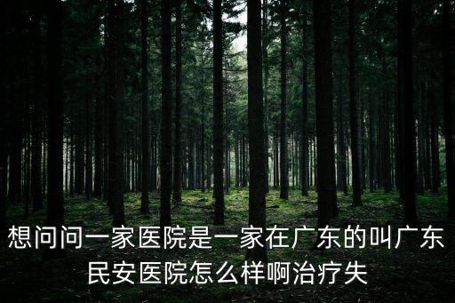 想問問一家醫院是一家在廣東的叫廣東民安醫院怎么樣啊治療失