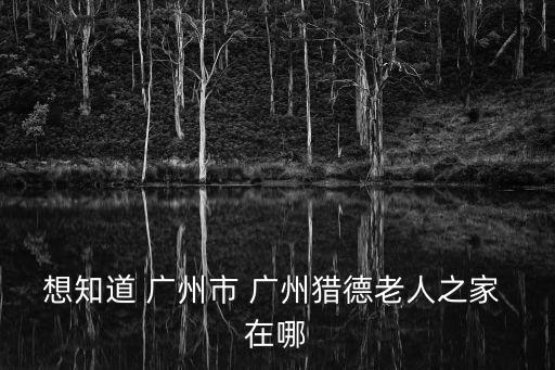 想知道 廣州市 廣州獵德老人之家 在哪