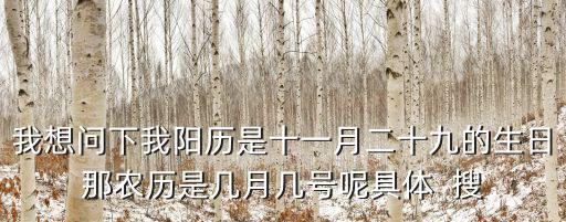 我想問下我陽歷是十一月二十九的生日那農歷是幾月幾號呢具體  搜