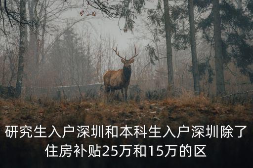研究生入戶深圳和本科生入戶深圳除了住房補貼25萬和15萬的區