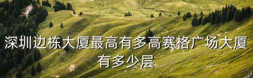 深圳邊棟大廈最高有多高賽格廣場大廈有多少層