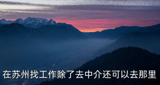 在蘇州找工作除了去中介還可以去那里