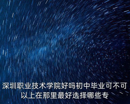 深圳職業技術學院好嗎初中畢業可不可以上在那里最好選擇哪些專