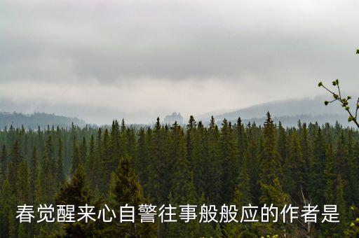 春覺醒來心自警往事般般應的作者是