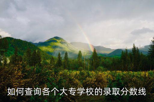 如何查詢各個(gè)大專學(xué)校的錄取分?jǐn)?shù)線
