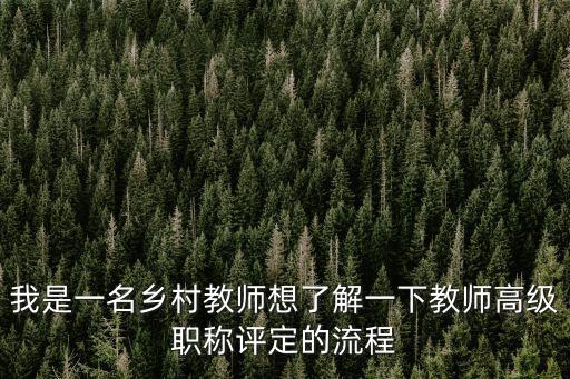 我是一名鄉村教師想了解一下教師高級職稱評定的流程