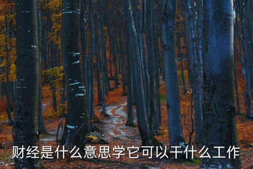財經是什么意思學它可以干什么工作