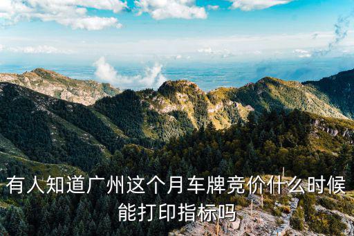 有人知道廣州這個(gè)月車牌競價(jià)什么時(shí)候能打印指標(biāo)嗎