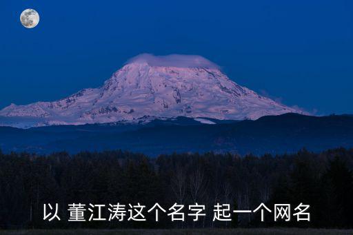 以 董江濤這個名字 起一個網(wǎng)名