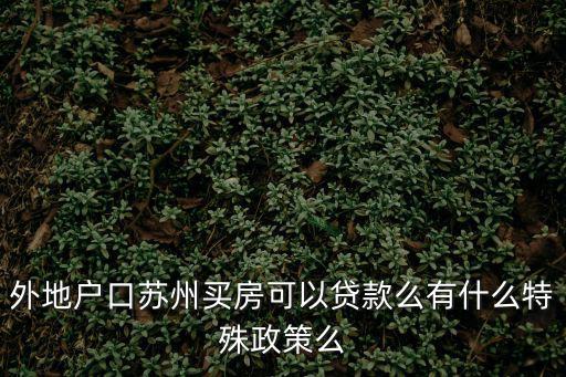 外地戶口蘇州買房可以貸款么有什么特殊政策么