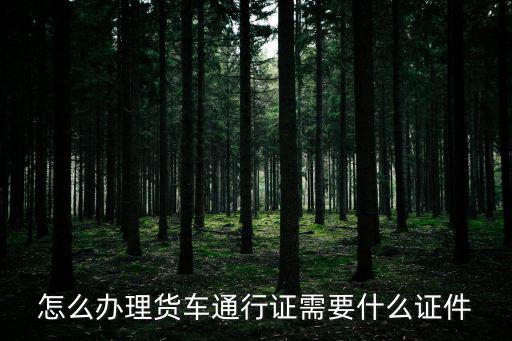 貨車通行證，怎么辦理貨車通行證需要什么證件