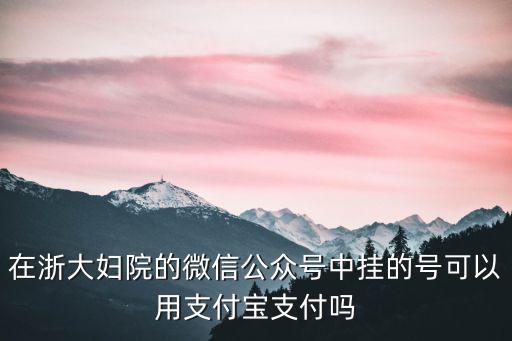 在浙大婦院的微信公眾號中掛的號可以用支付寶支付嗎