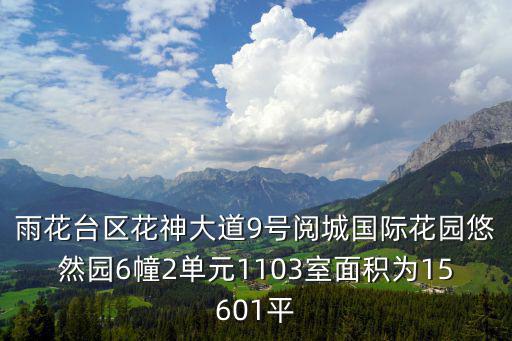 雨花臺區花神大道9號閱城國際花園悠然園6幢2單元1103室面積為15601平