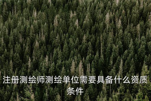 注冊測繪師測繪單位需要具備什么資質條件
