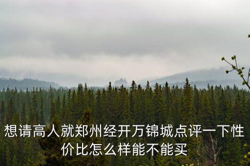 萬錦城，想請高人就鄭州經(jīng)開萬錦城點評一下性價比怎么樣能不能買