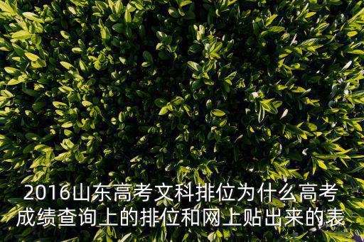 2016山東高考文科排位為什么高考成績查詢上的排位和網上貼出來的表