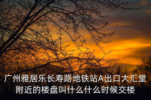 廣州雅居樂長壽路地鐵站A出口大匯堂附近的樓盤叫什么什么時候交樓