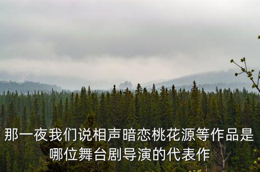 那一夜我們說相聲，那一夜我們說相聲暗戀桃花源等作品是哪位舞臺劇導演的代表作