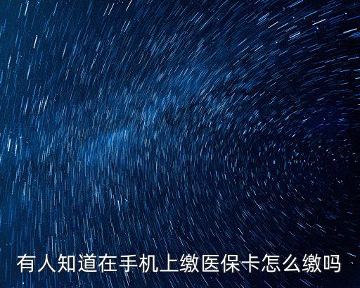 有人知道在手機(jī)上繳醫(yī)保卡怎么繳嗎
