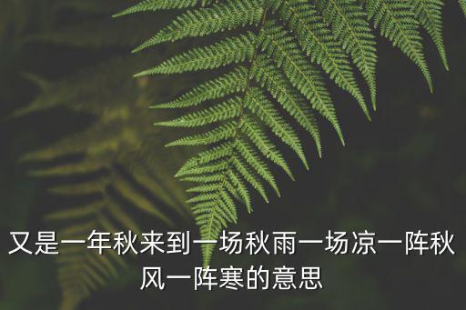 又是一年秋來到一場秋雨一場涼一陣秋風一陣寒的意思