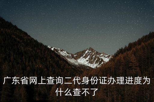 廣東省網(wǎng)上查詢二代身份證辦理進(jìn)度為什么查不了