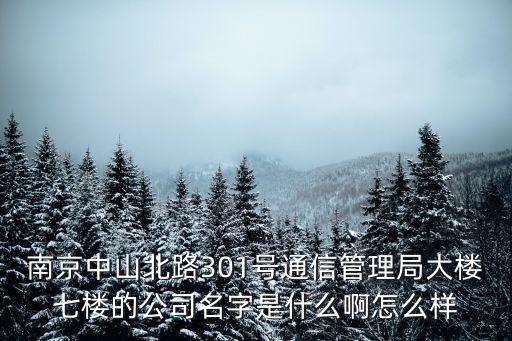南京七樓，南京中山北路301號通信管理局大樓七樓的公司名字是什么啊怎么樣