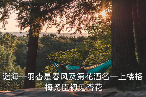 謎海一羽杏是春風(fēng)及第花酒名一上樓格 梅堯臣初見杏花