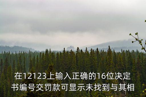 在12123上輸入正確的16位決定書編號交罰款可顯示未找到與其相