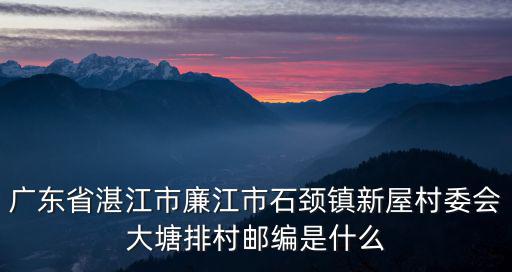 廣東省湛江市廉江市石頸鎮新屋村委會大塘排村郵編是什么